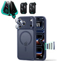 ESR Frosted blue iPhone 18 Pro Magsafe Slim Phone Case with armorite tempered glass privacy screen protector and camera lens protector