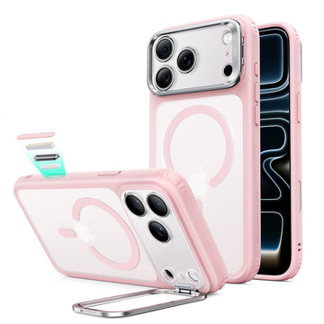 Frosted Bubblegum Pink iPhone 18 Pro Magsafe Slim Phone Case with Stand