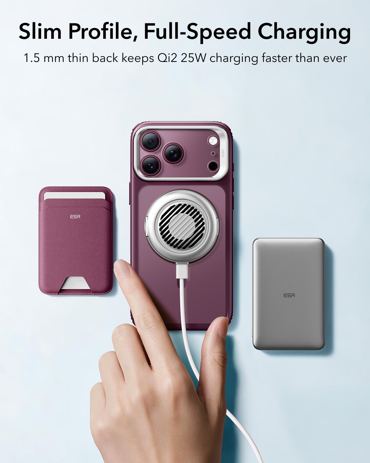 ESR Frosted Deep Burgundy iPhone 18 Pro Max Magsafe Slim Phone Case with Stand Slim Profile, Full-Speed Charging