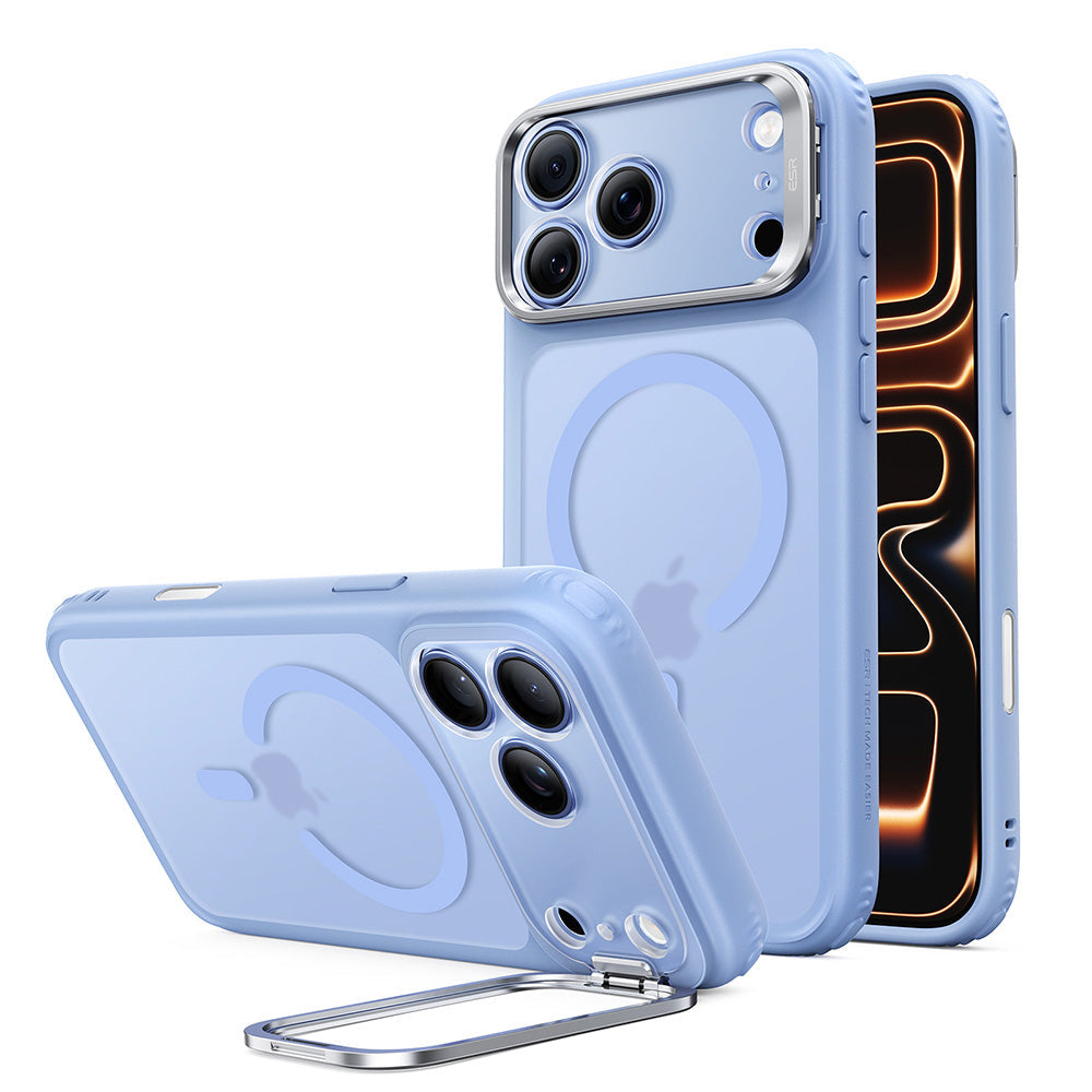 Frosted Misty Blue iPhone 18 Pro Max Magsafe Slim Phone Case with Stand