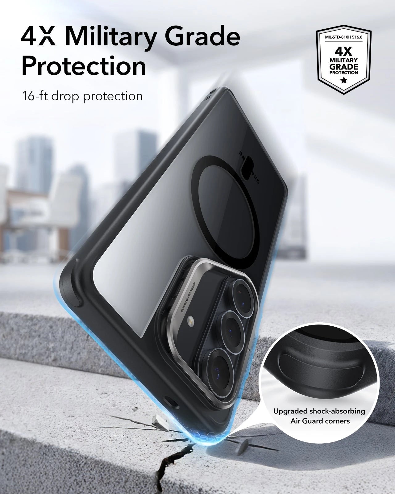 ESR Samsung Galaxy S26 Ultra Classic Hybrid Magsafe Case with Stand Clear Black 4X Military Grade Protection