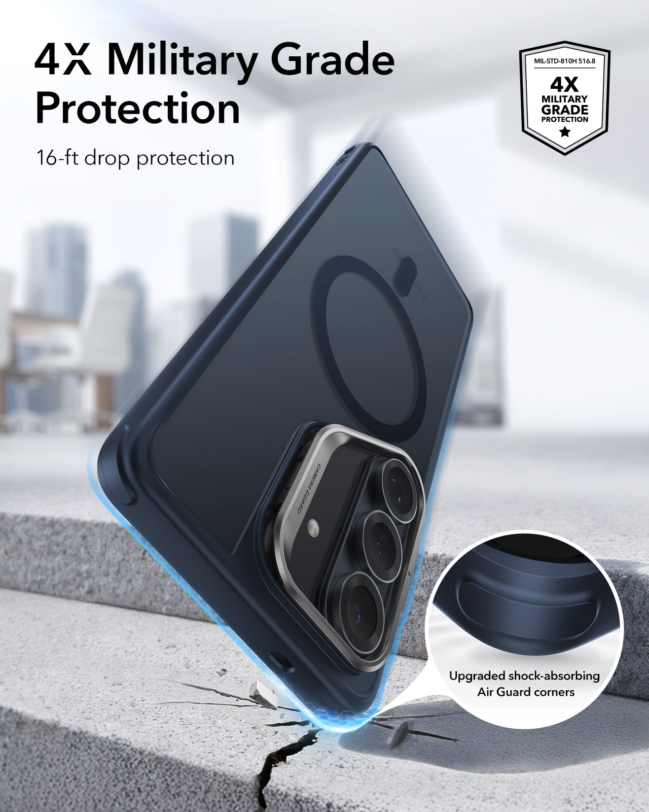 ESR Samsung Galaxy S26 Ultra Classic Hybrid Magsafe Case with Stand Frosted Blue 4X Military Grade Protection