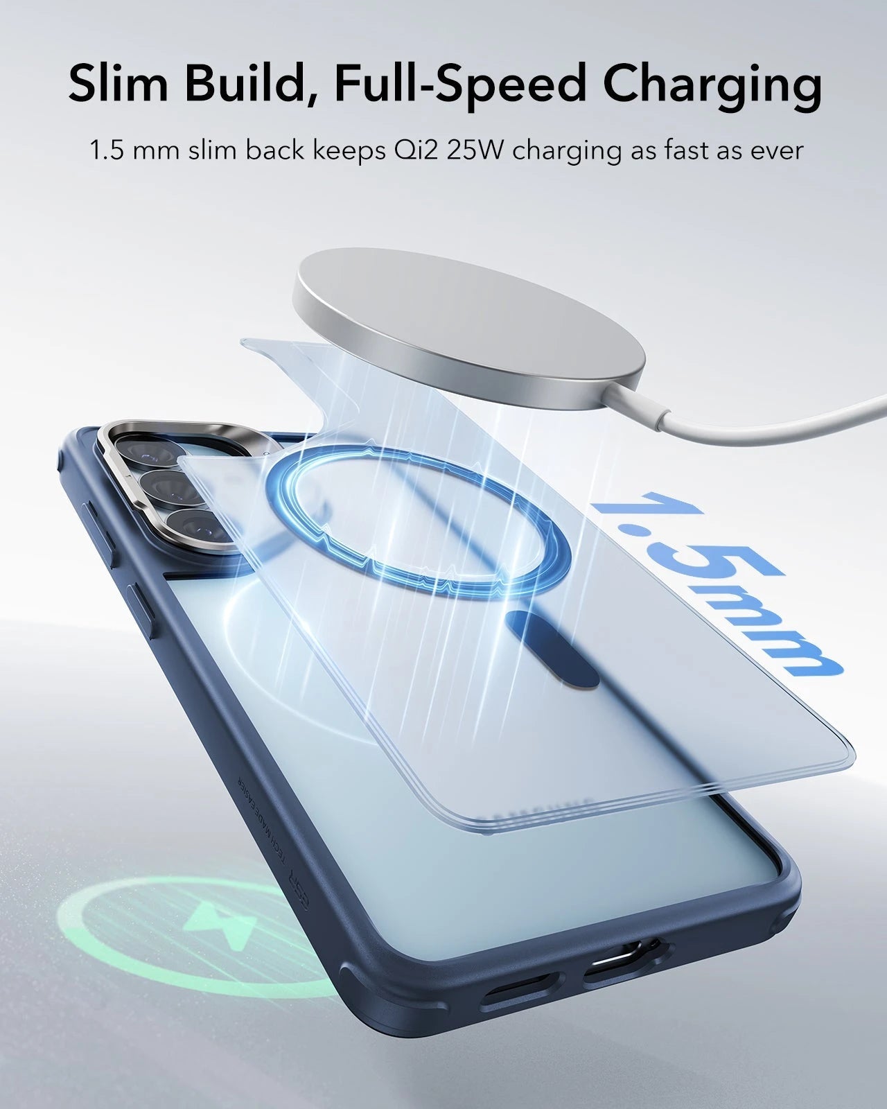 ESR Samsung Galaxy S26 Ultra Classic Hybrid Magsafe Case with Stand Frosted Blue Slim Profile Full Speed Charging