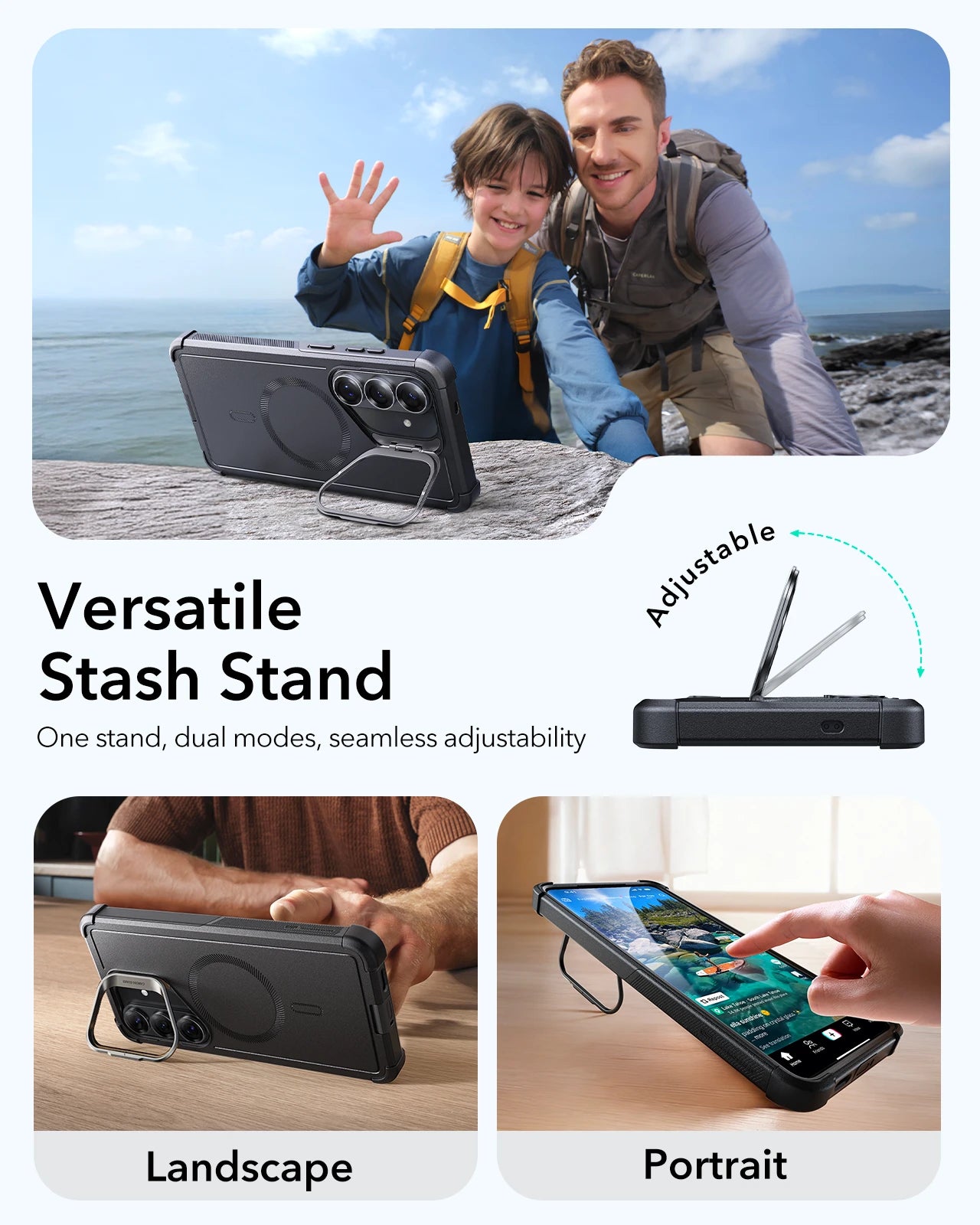 ESR Samsung Galaxy S26 Cyber Tough Magsafe Case with Stand Black Versatile Stash Stand