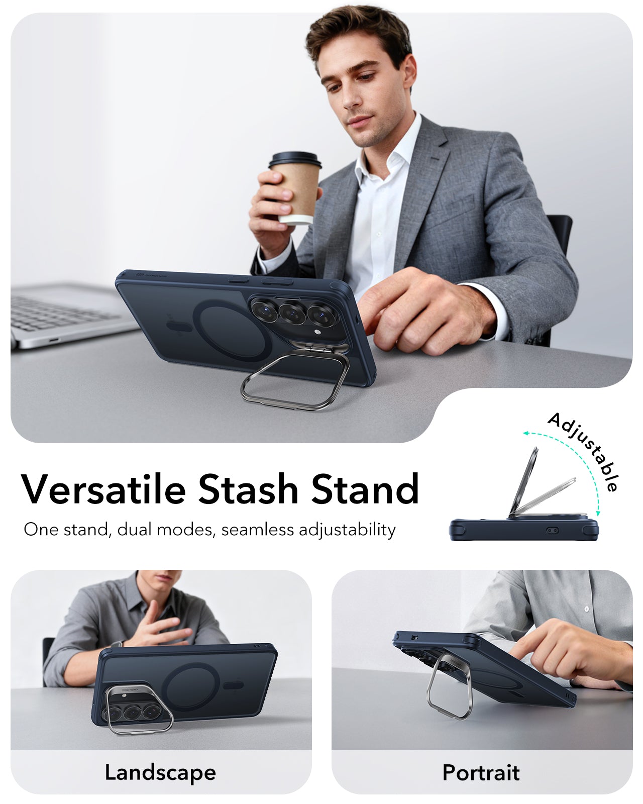 ESR Samsung Galaxy S26 Plus Classic Hybrid Magsafe Case with Stand Frosted Blue Versatile Stash Stand