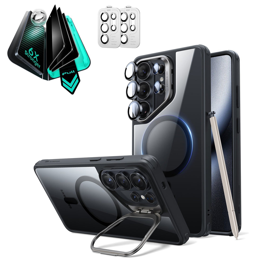  Galaxy S26 Ultra Classic Hybrid Magsafe Case with Stand and Armorite Privacy Screen Protector  Clear Black 