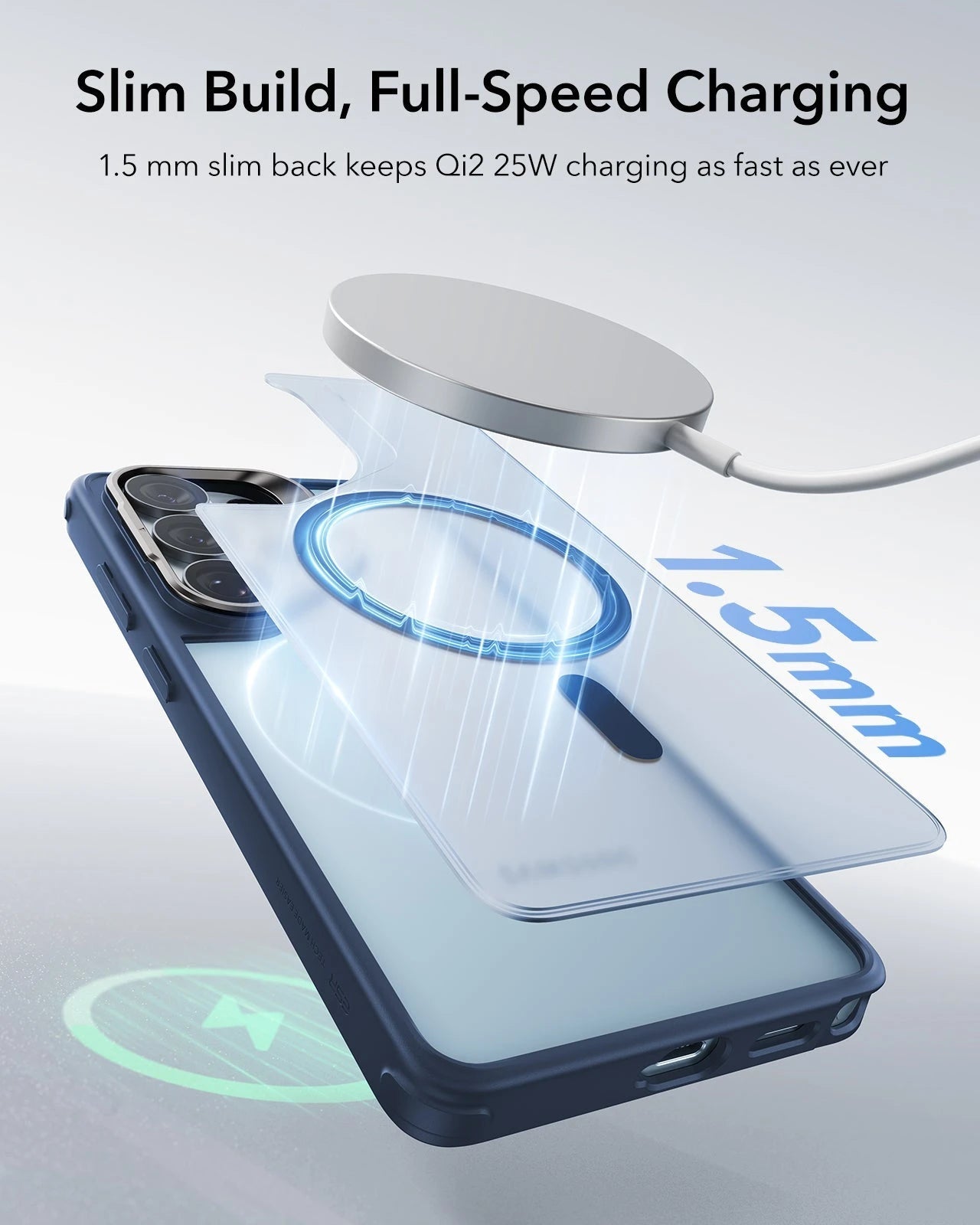 Samsung Galaxy S26 Ultra Classic Hybrid Magsafe Case with Stand Frosted Blue Slim Build, Full-Speed Charging