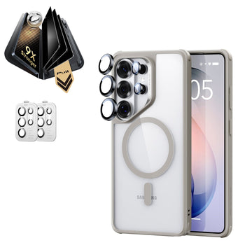 Galaxy S26 Ultra Classic Hybrid Magsafe Case and Corning Glass Privacy Screen Protector Set Clear Grey