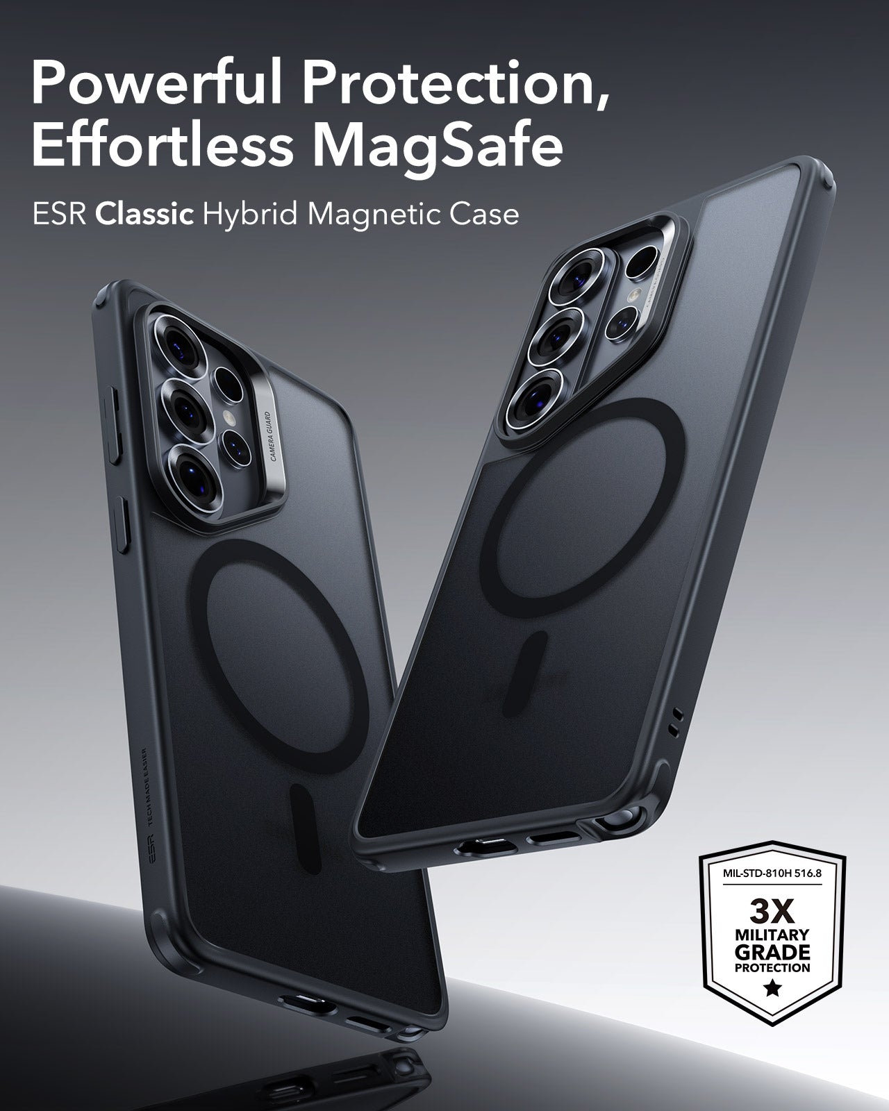 Samsung Galaxy S26 Ultra Classic Hybrid Magsafe Case Clear Frosted Black Powerful Protection Effortless Magsafe