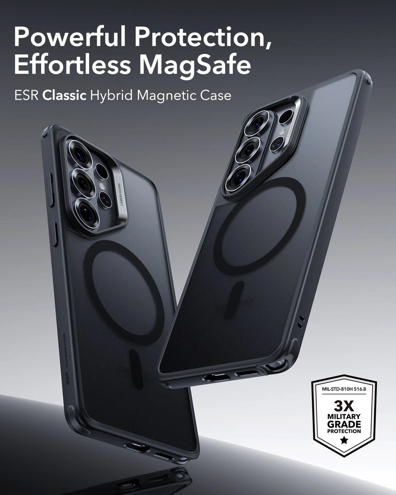 Samsung Galaxy S26 Ultra Classic Hybrid Magsafe Case Clear Frosted Black Powerful Protection Effortless Magsafe