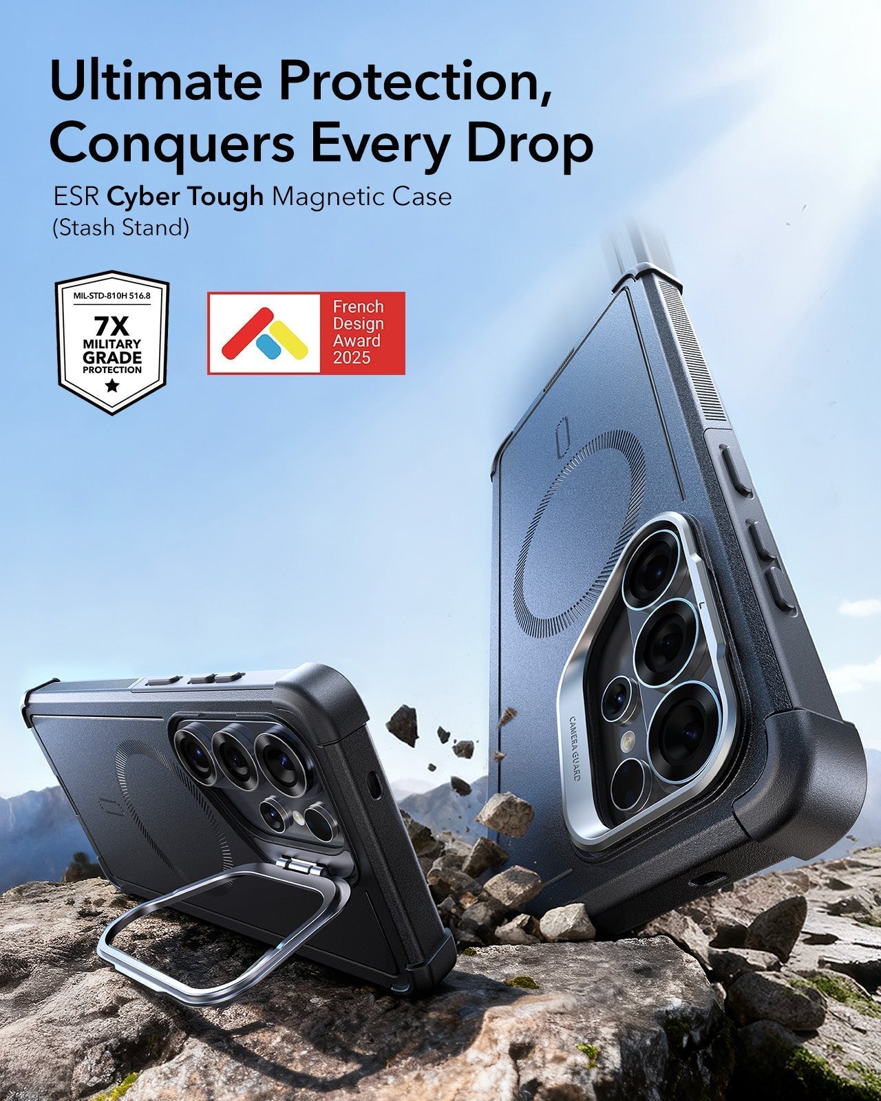 ESR Samsung Galaxy S26 Ultra Cyber Tough Magsafe Case with Stand Black Ultimate Protection Conquers Every Drop