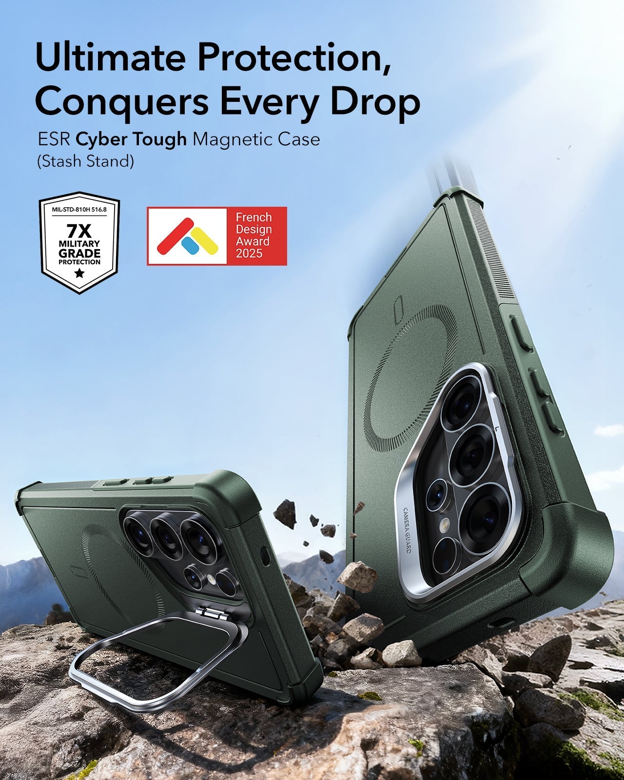 ESR Samsung Galaxy S26 Ultra Cyber Tough Magsafe Case with Stand Olive Green Ultimate Protection Conquers Every Drop