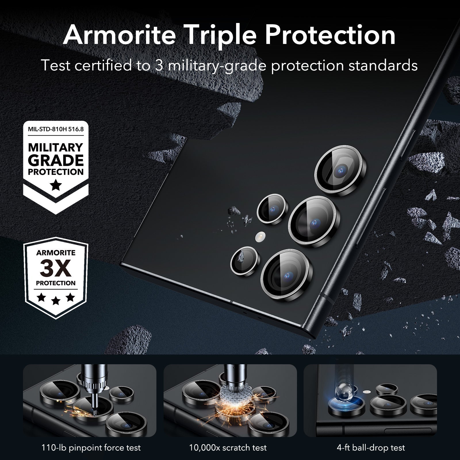 Galaxy S24 Ultra Armorite Camera Lens Protectors Set - Black ESR ESR
