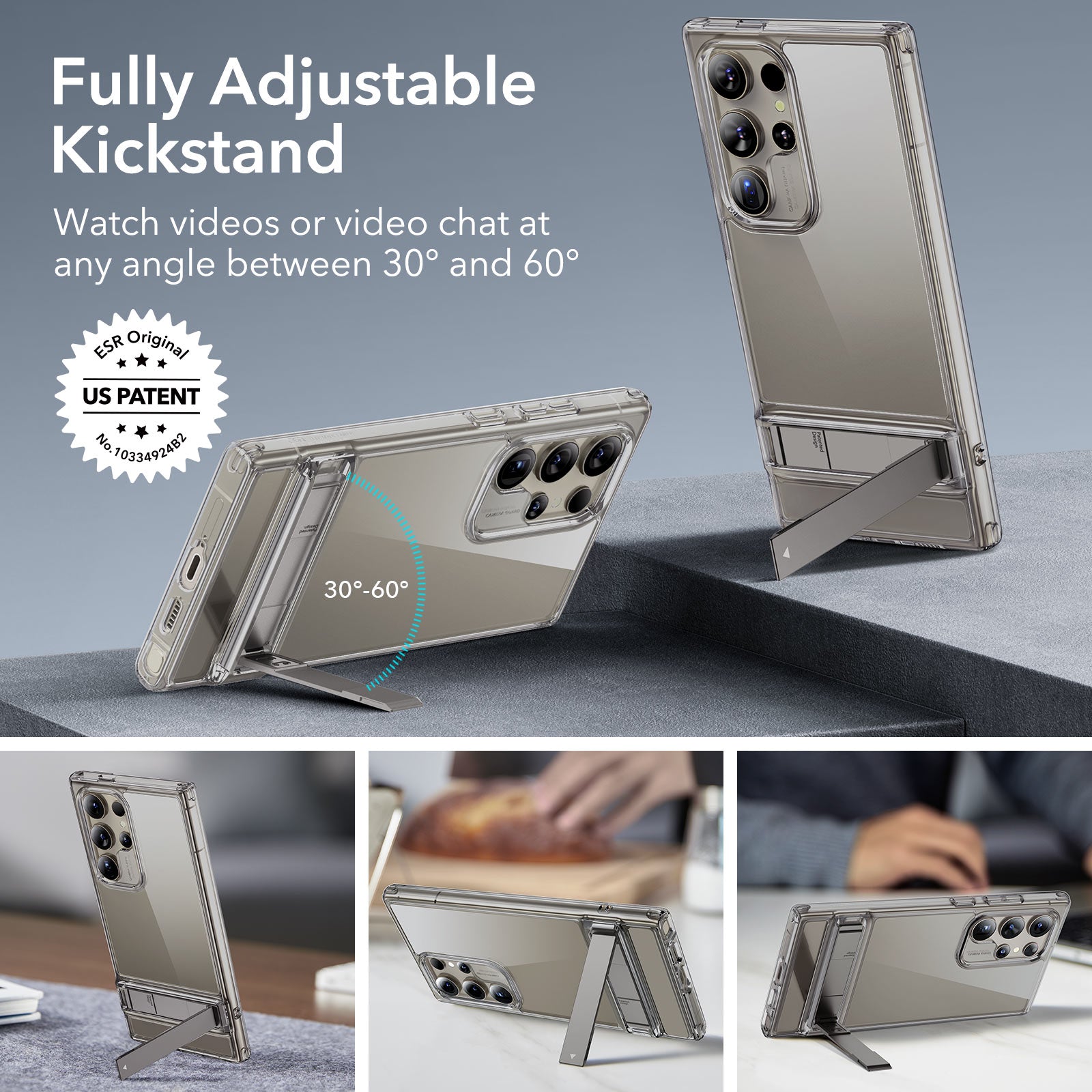 Galaxy S24 Ultra Boost Kickstand Case - Clear Grey - ESR 