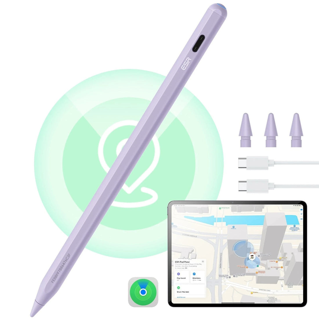 Geo Digital Pencil with Built-in Find My - Purple ESR ESR