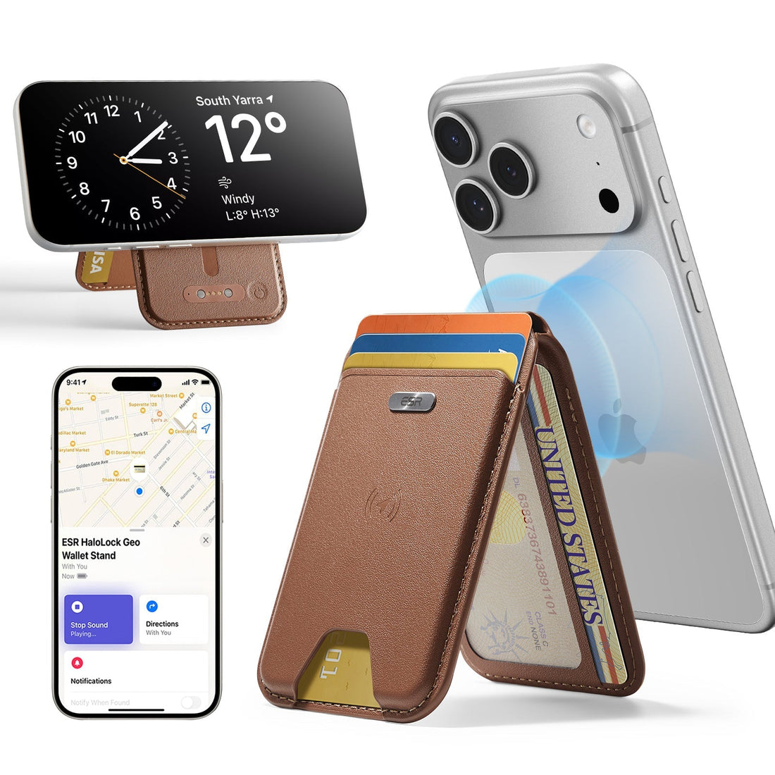 Geo Magnetic Wallet Stand -  Brown ESR ESR