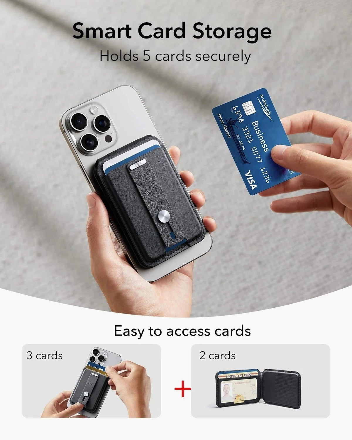 Geo Magnetic Wallet Stand (Grip) - Midnight Black ESR ESR