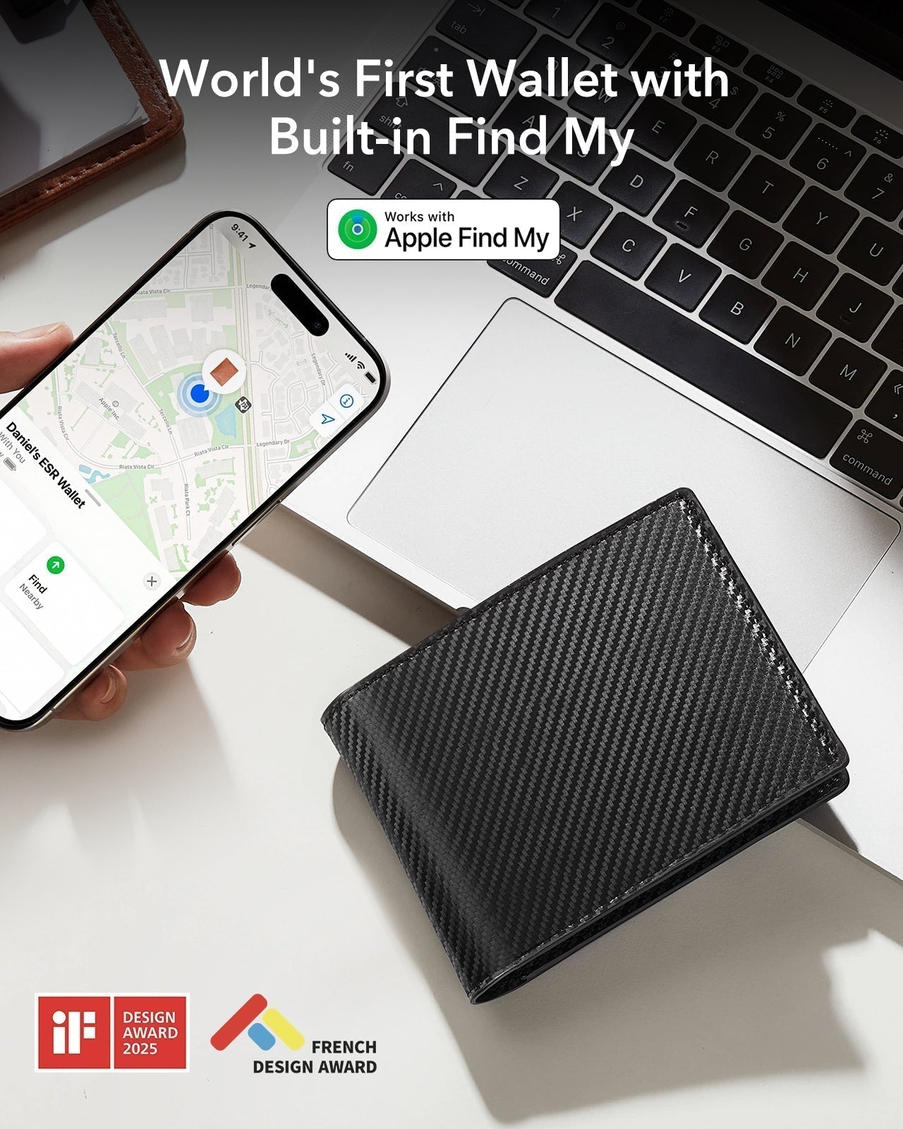 Geo Wallet with Find My - Black Carbon Fiber ESR ESR
