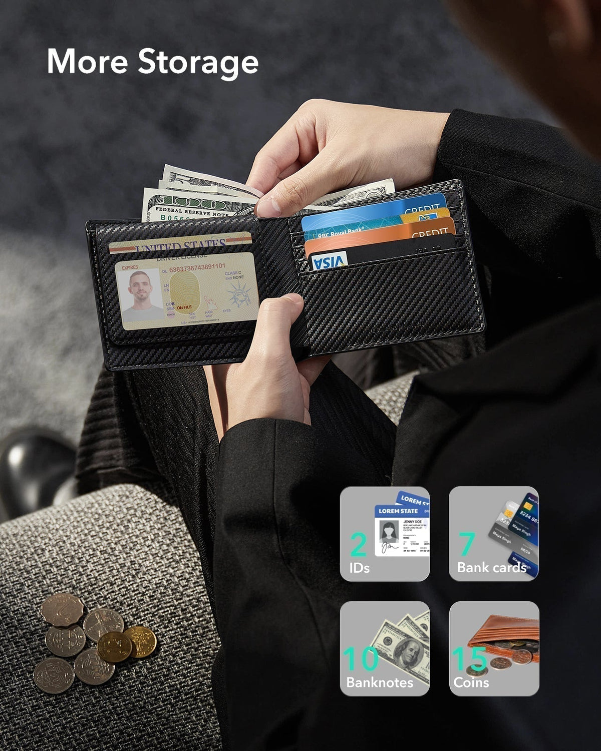Geo Wallet with Find My - Black Carbon Fiber ESR ESR