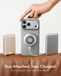 ESR Light Gray Leather iPhone 18 Pro Magsafe Case with Stand Stay Attached. Stay Charged
