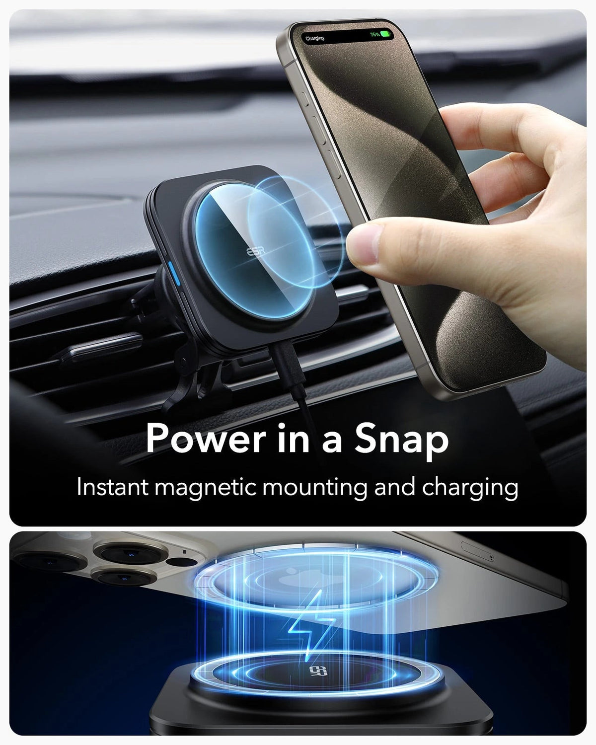 Magnetic Wireless Car Charger with 36W Adapter - Black ESR ESR