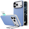 Misty Blue Leather iPhone 18 Pro Magsafe Case with Stand