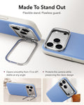 ESR Misty Blue Leather iPhone 18 Pro Max Magsafe Case with Stand Made To Stand Out