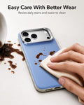 ESR Misty Blue Leather iPhone 18 Pro Max Magsafe Case with Stand Easy Care With Better Wear