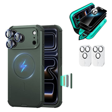 iPhone 18 Pro Bundle Cyber Tough Magnetic Case & Armorite®️ Privacy Screen Protector - Olive Green