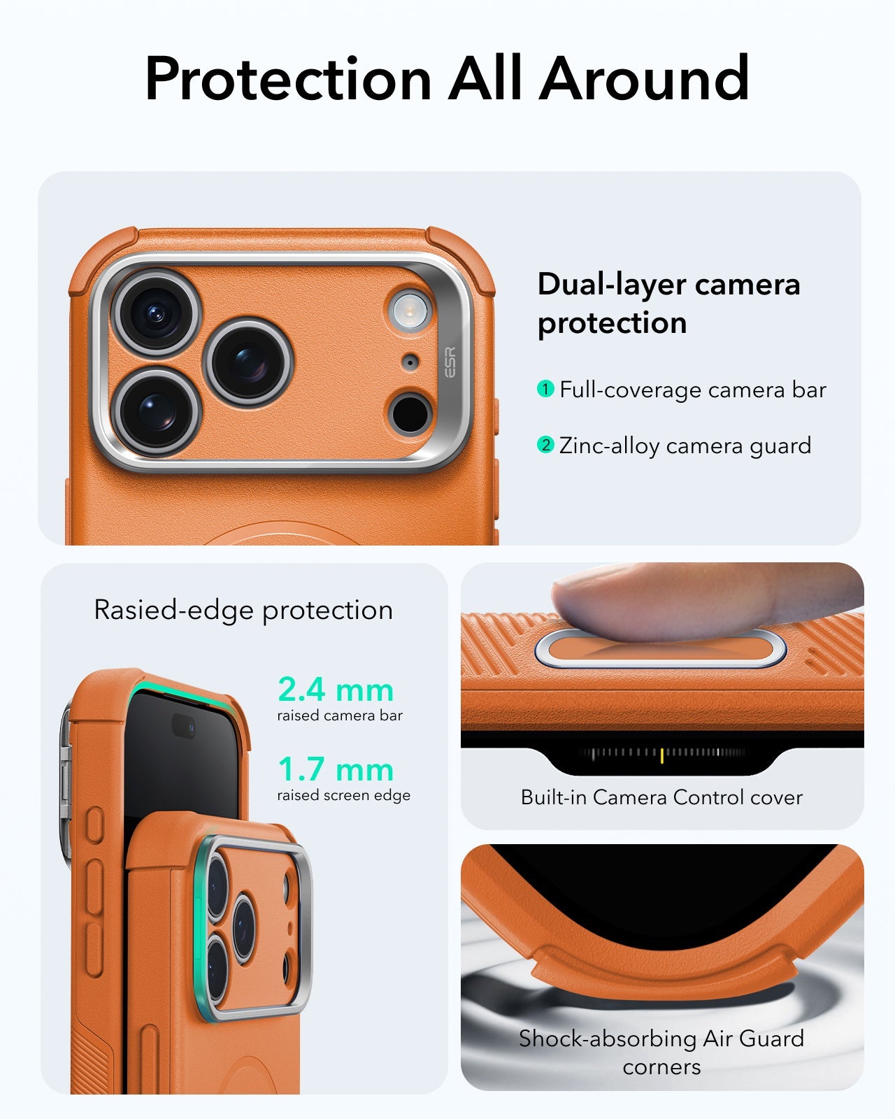 ESR Orange iPhone 18 Pro Max Tough Phone Case Magsafe with Stand Protection All Around
