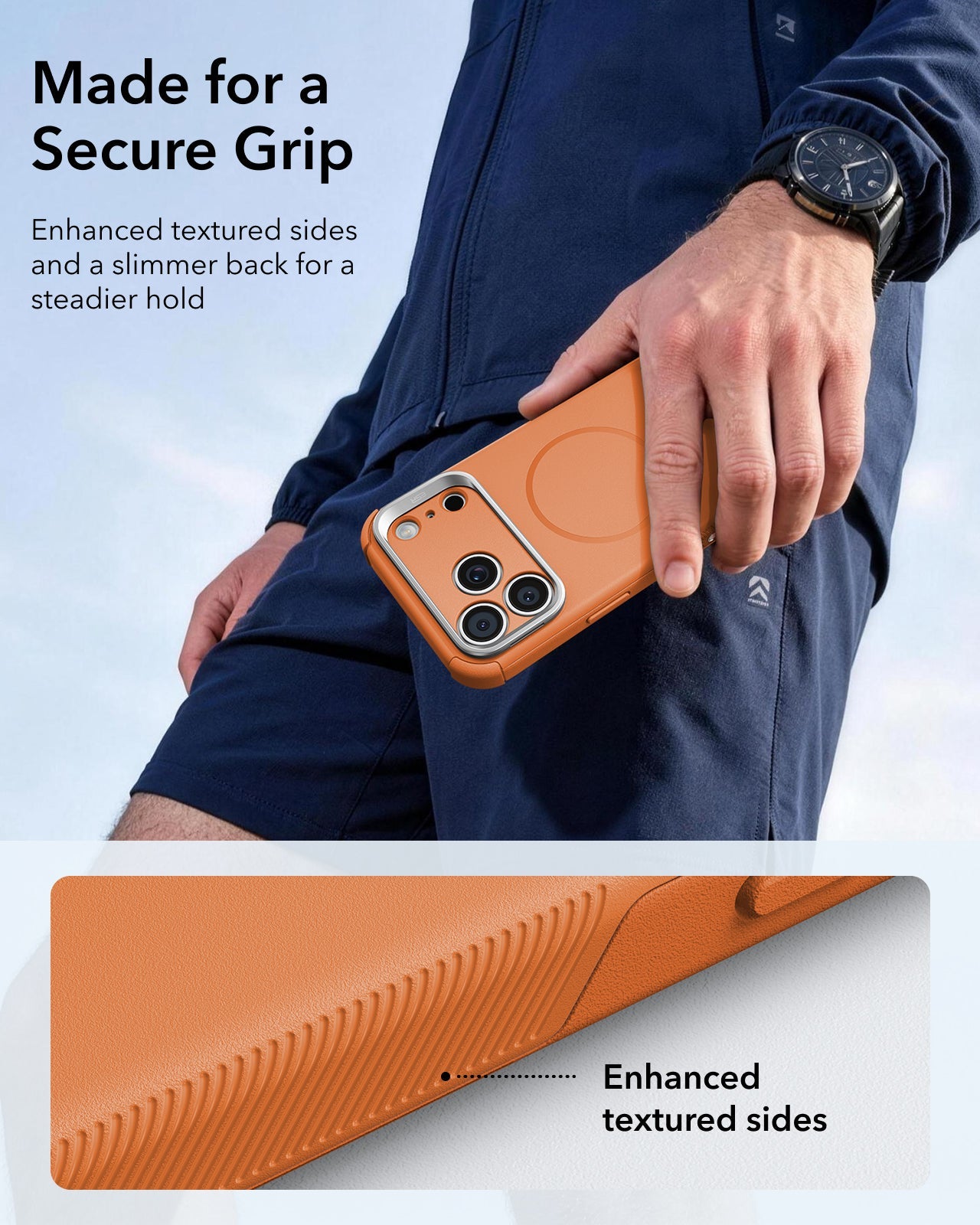 ESR Orange iPhone 18 Pro Max Tough Phone Case Magsafe with Stand Made for a Secure Grip