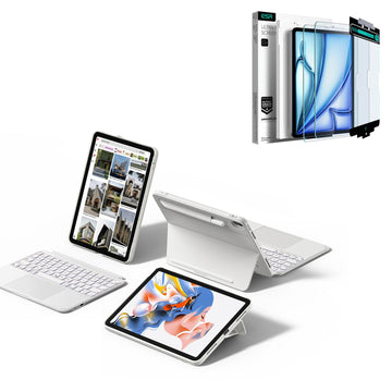 iPad Air 11" (M3) 2025 Shift Keyboard Case (Detachable) Protection Bundle -US Layout-White