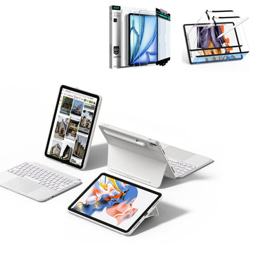 iPad Air 11" (M4) 2026 Shift Keyboard Case (Detachable) Protection Paper-Feel Bundle -US Layout-White