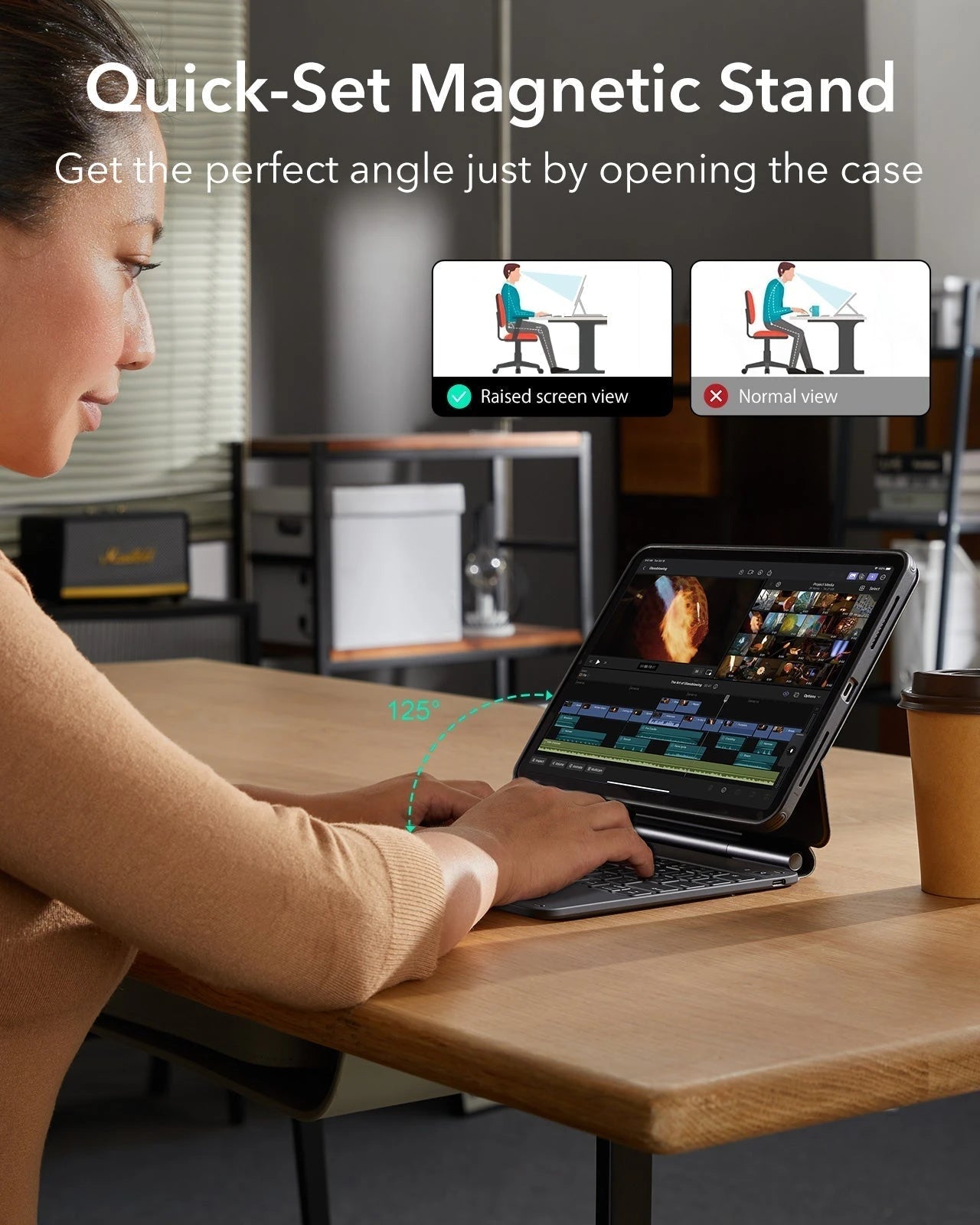 iPad Air 11“ (2025) Rebound Magnetische Tastatur Hülle 360 Pencil Bündel - DE Layout-White ESR ESR