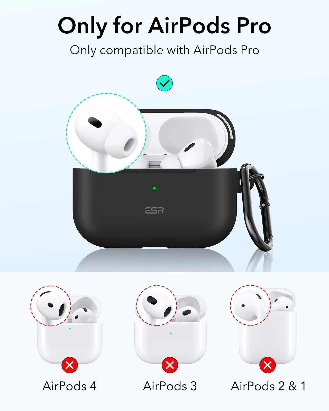 AirPods Pro (2023/2022/2019) Cloud Soft Case (HaloLock) - Black ESR ESR