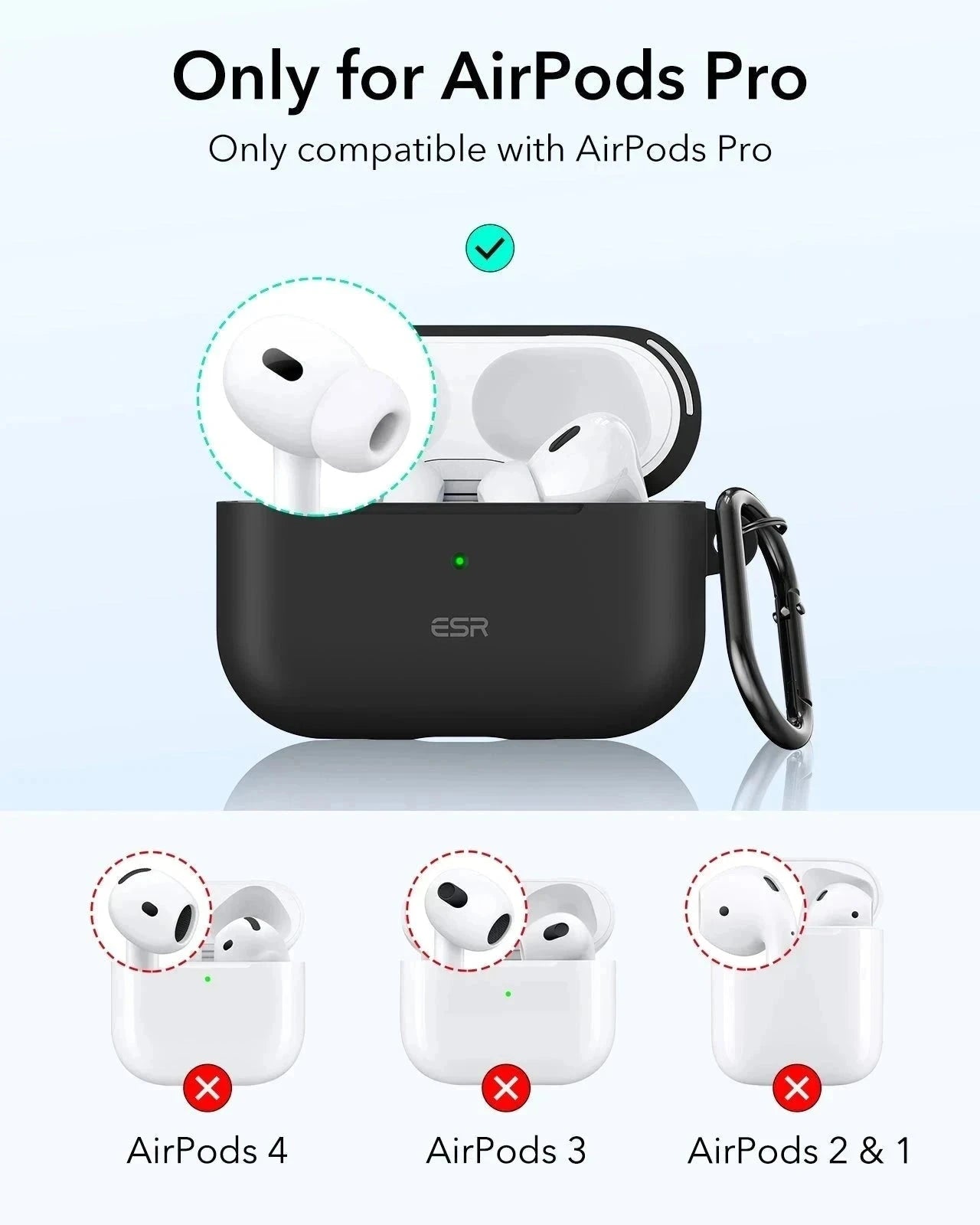 AirPods Pro (2023/2022/2019) Cloud Soft Case (HaloLock) - Black ESR ESR