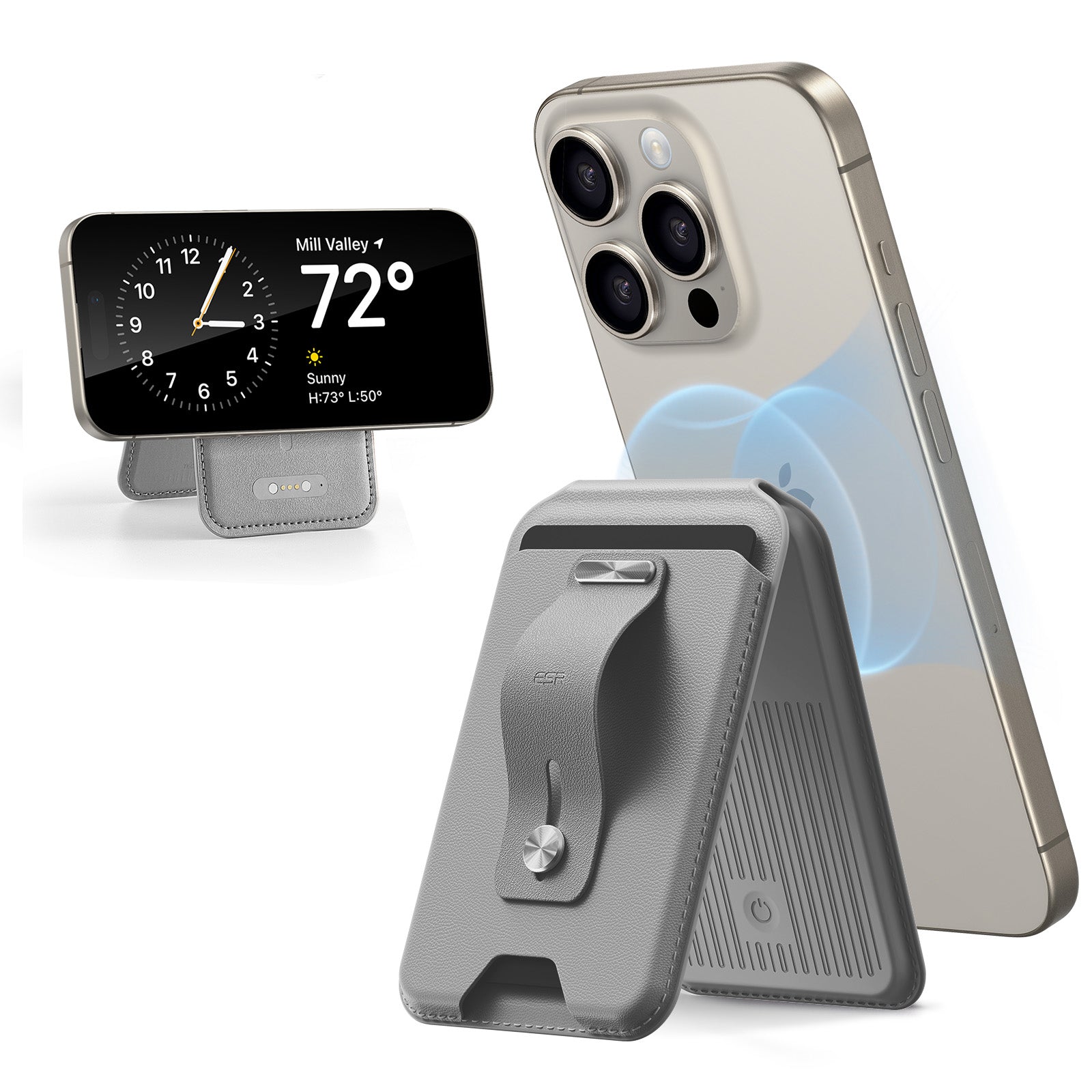 Geo Wallet Stand (HaloLock) with Built-in Find My - Grey ESR ESR