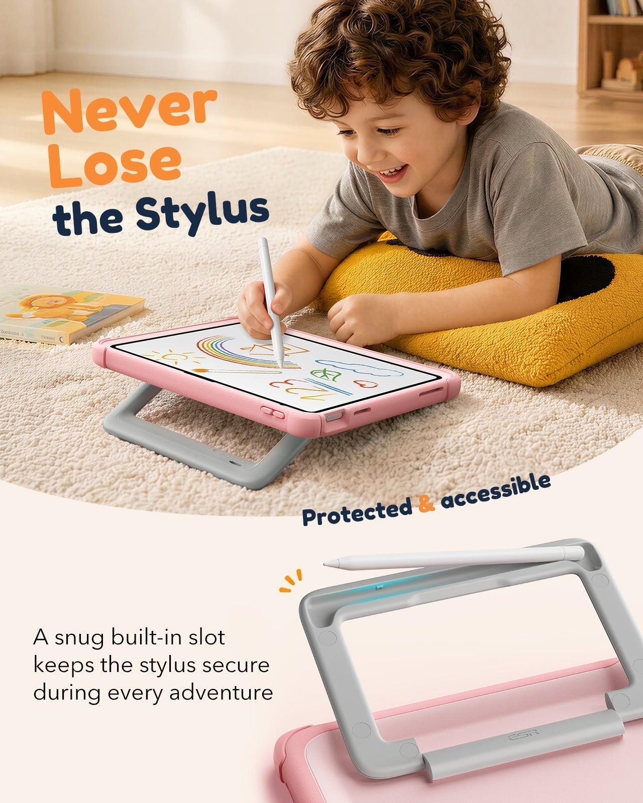 iPad 11" (A16) 2025 Bounce Case for Kids - Pink ESR ESR