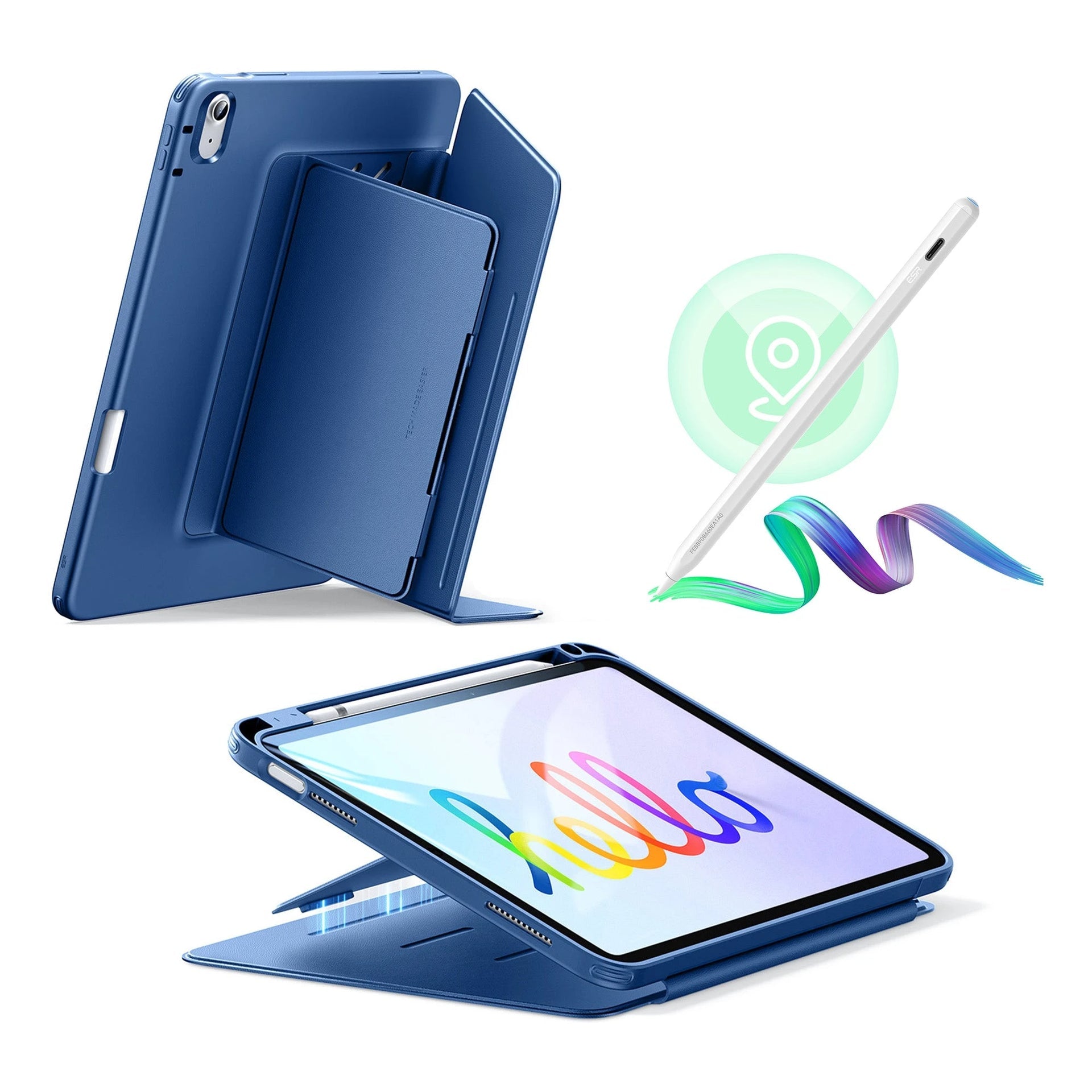 iPad 10th Gen Bundle Flip Magnetic Case with Geo Digital Pencil - Navy Blue ESR ESR