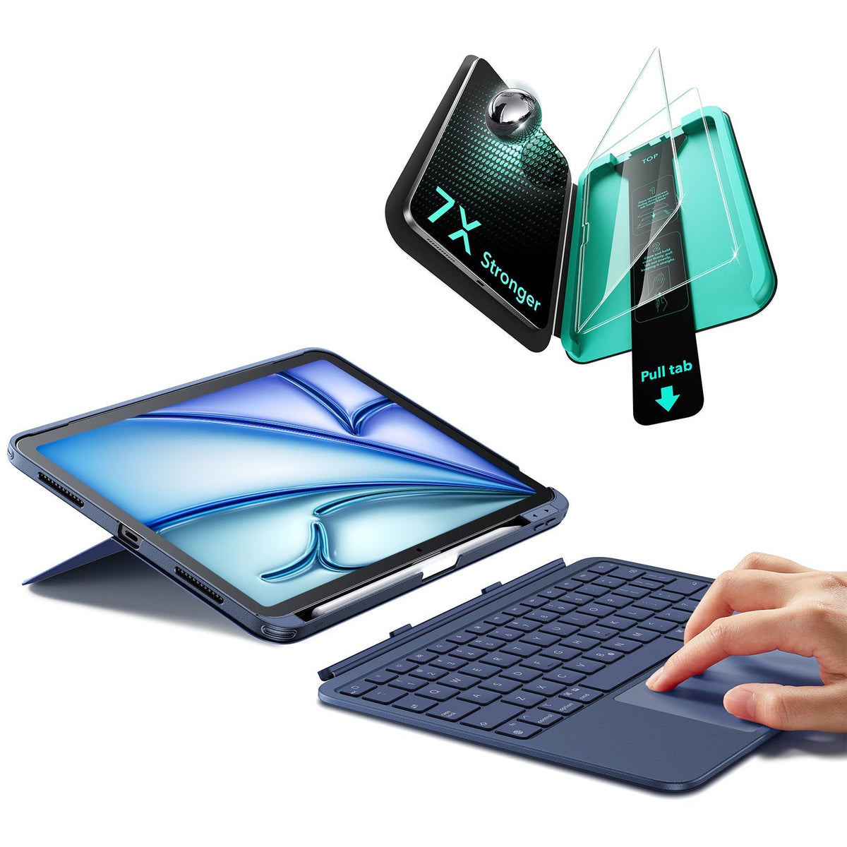 iPad 10th Gen Flex Keyboard Case (Detachable)  Protection Bundle - US Layout-Blue ESR ESR