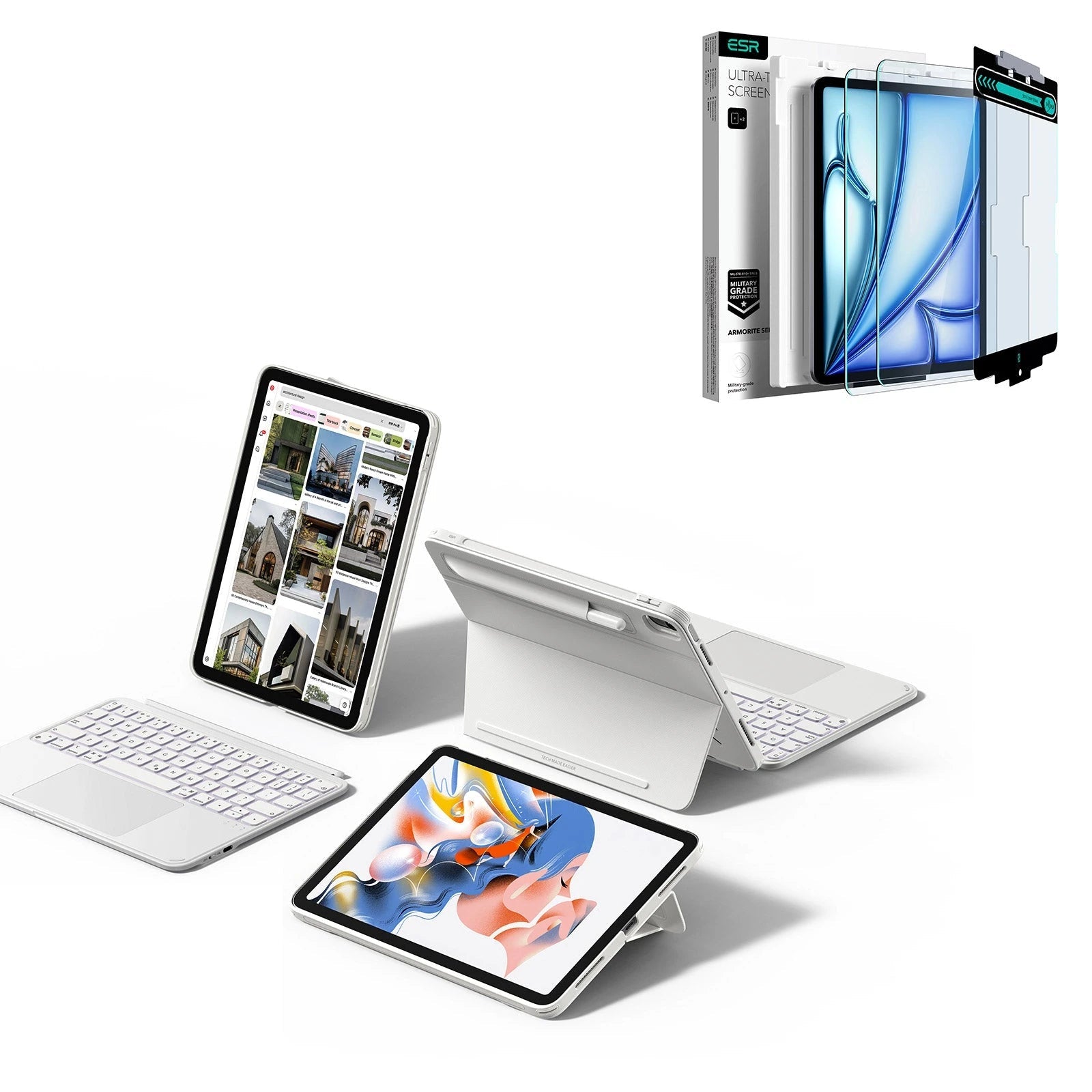 iPad 10th Gen Shift Keyboard Case (Detachable) Protection Bundle- US Layout-White ESR ESR