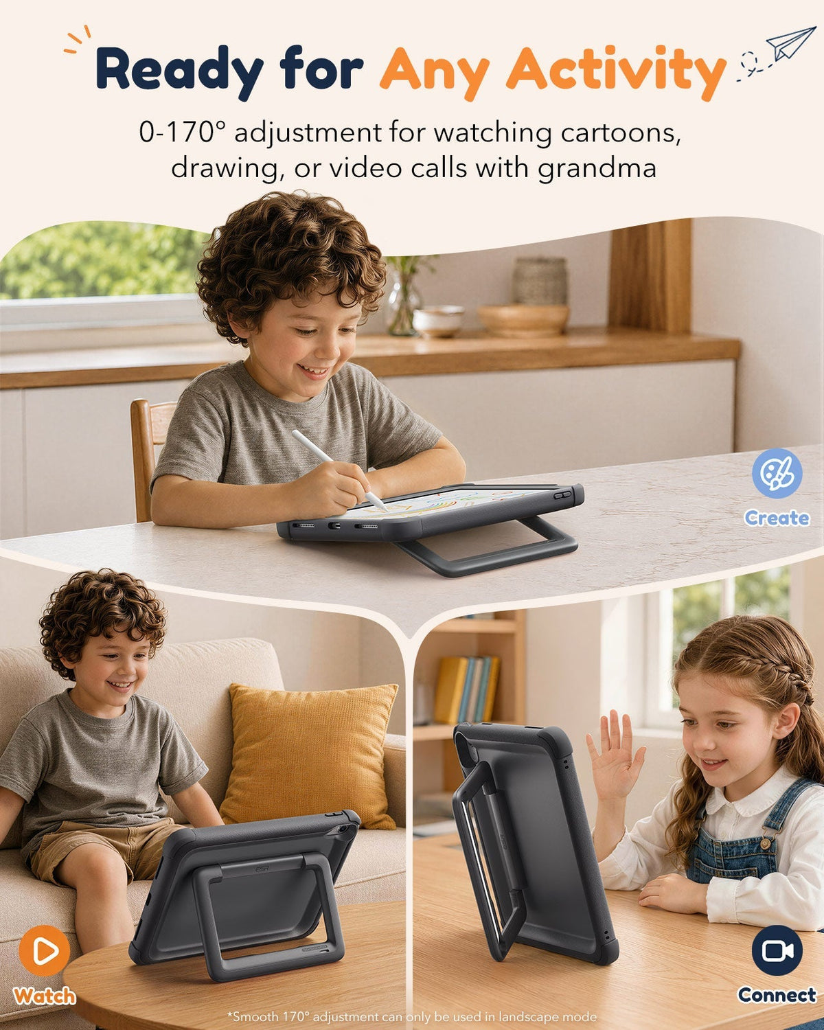 iPad 11" (A16) 2025 Bounce Case for Kids - Black ESR ESR