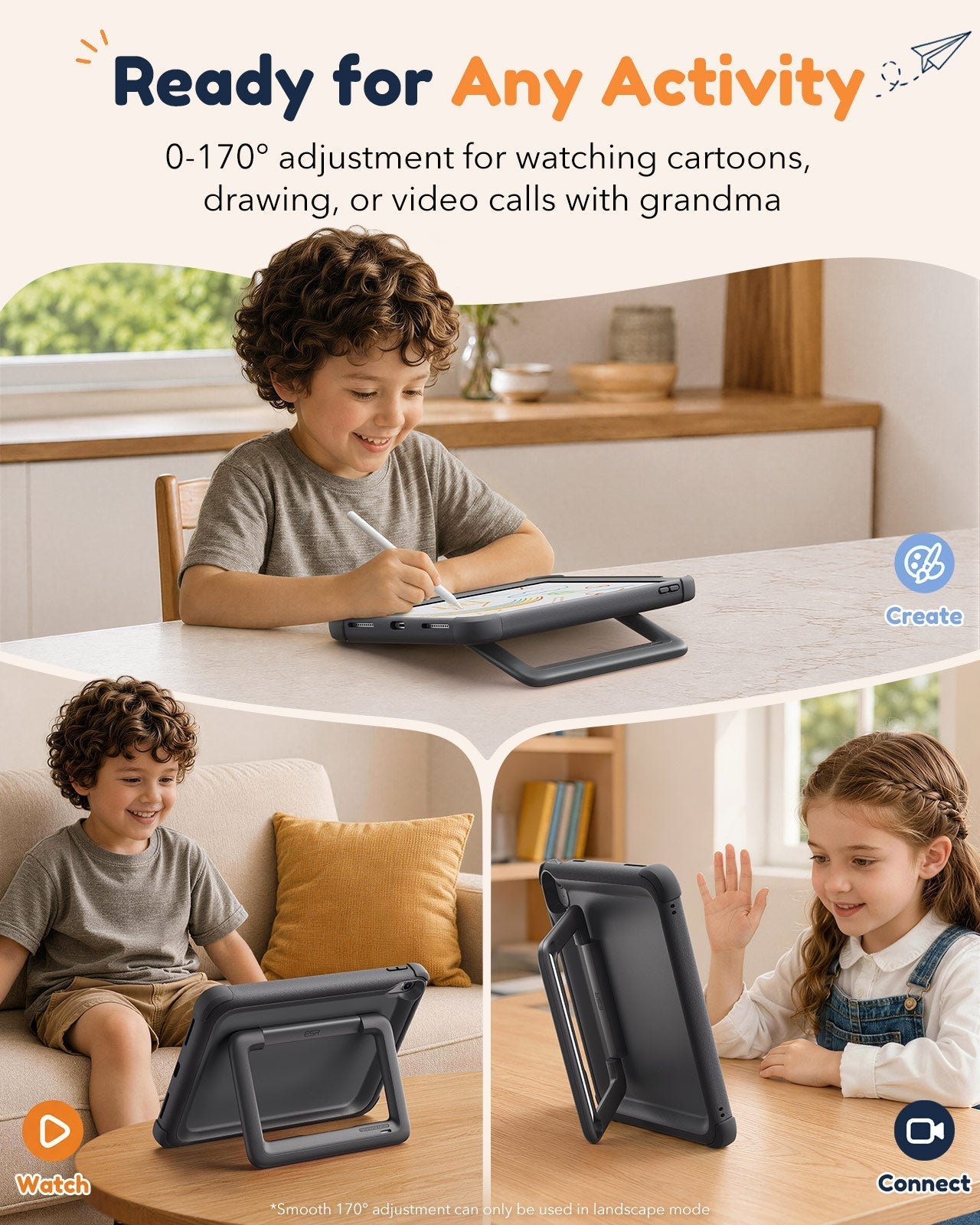 iPad 11" (A16) 2025 Bounce Case for Kids - Black ESR ESR