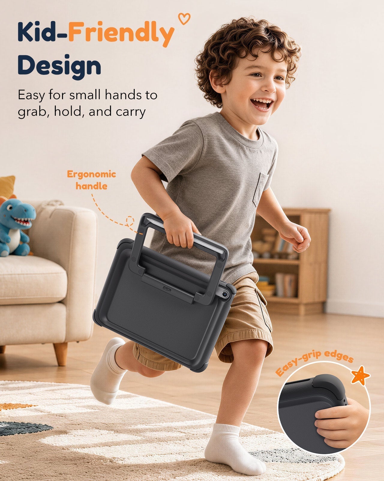 iPad 11" (A16) 2025 Bounce Case for Kids - Black ESR ESR