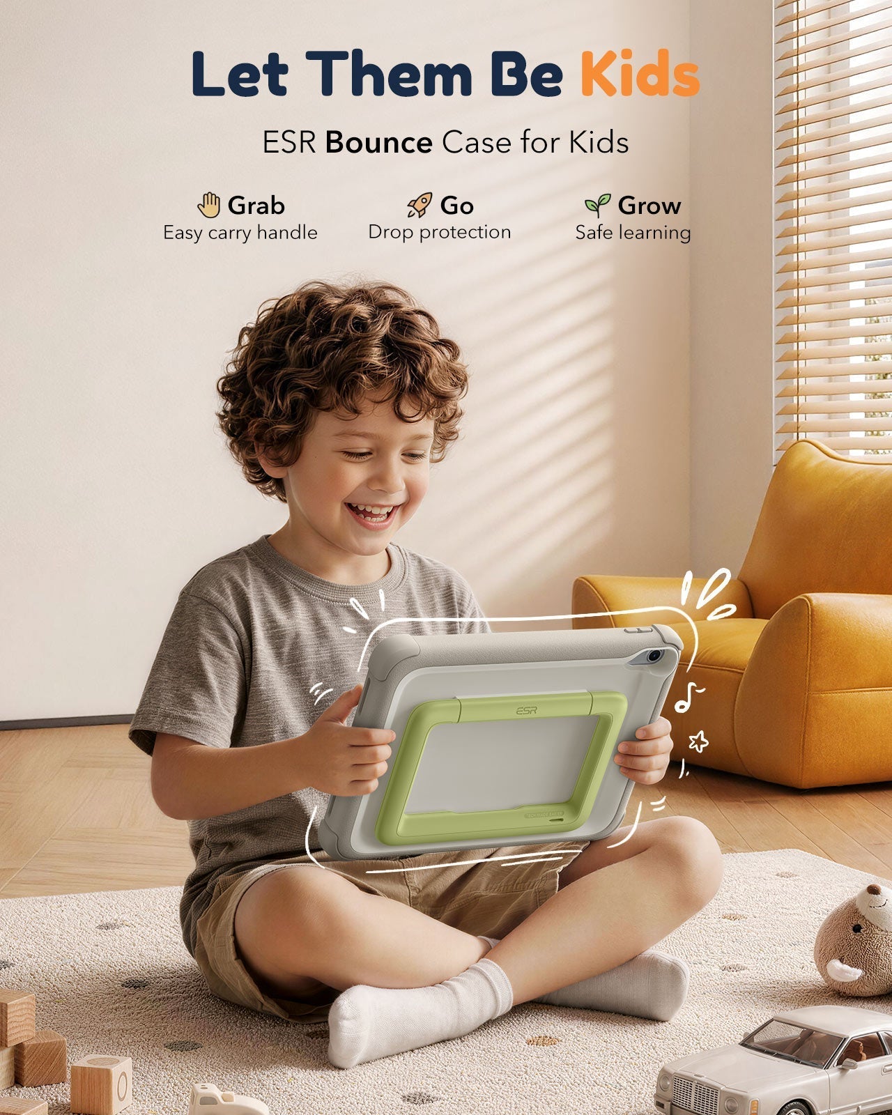 iPad 11" (A16) 2025 Bounce Case for Kids - Gray ESR ESR