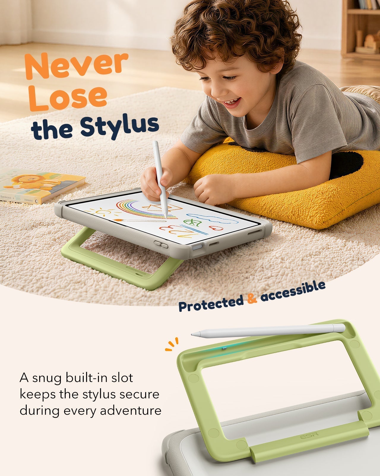 iPad 11" (A16) 2025 Bounce Case for Kids - Gray ESR ESR