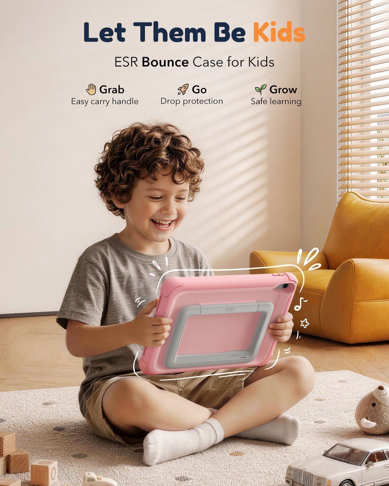 iPad 11" (A16) 2025 Bounce Case for Kids - Pink ESR ESR