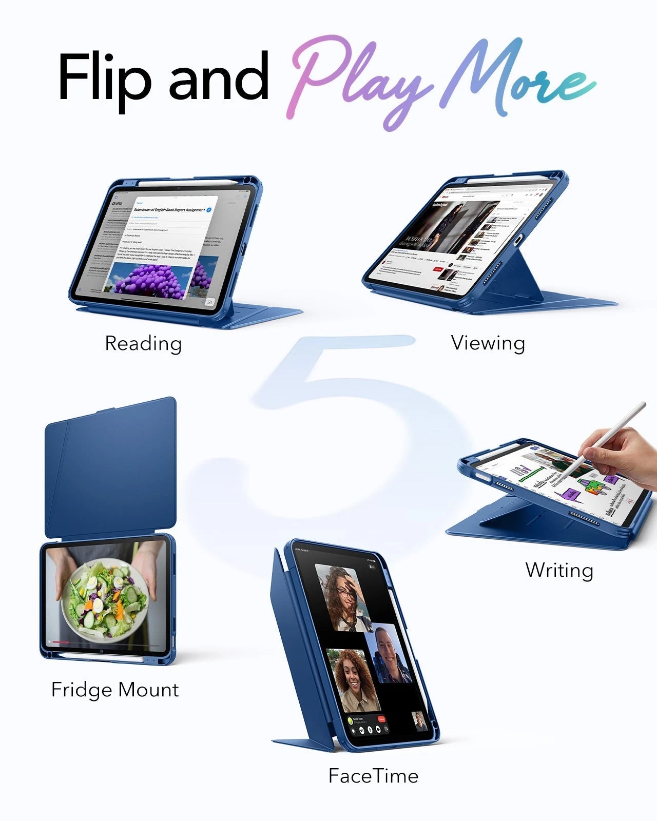 iPad 11" (A16) 2025 Bundle Flip Magnetic Case with Pencil Holder & Armorite® Protection - Navy Blue ESR ESR