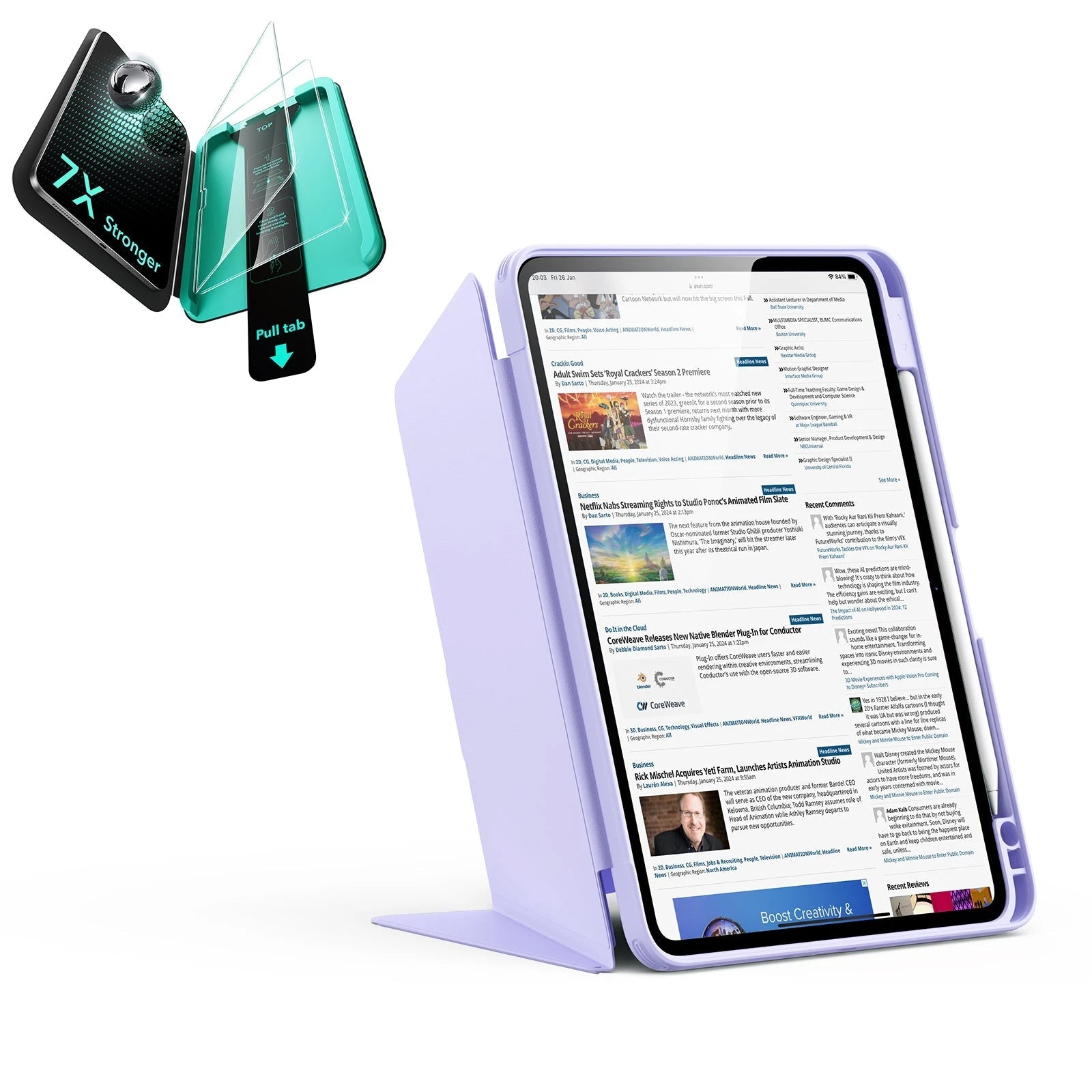 iPad 11" (A16) 2025 Bundle Flip Magnetic Case with Pencil Holder & Armorite® Protection - Light Purple ESR ESR
