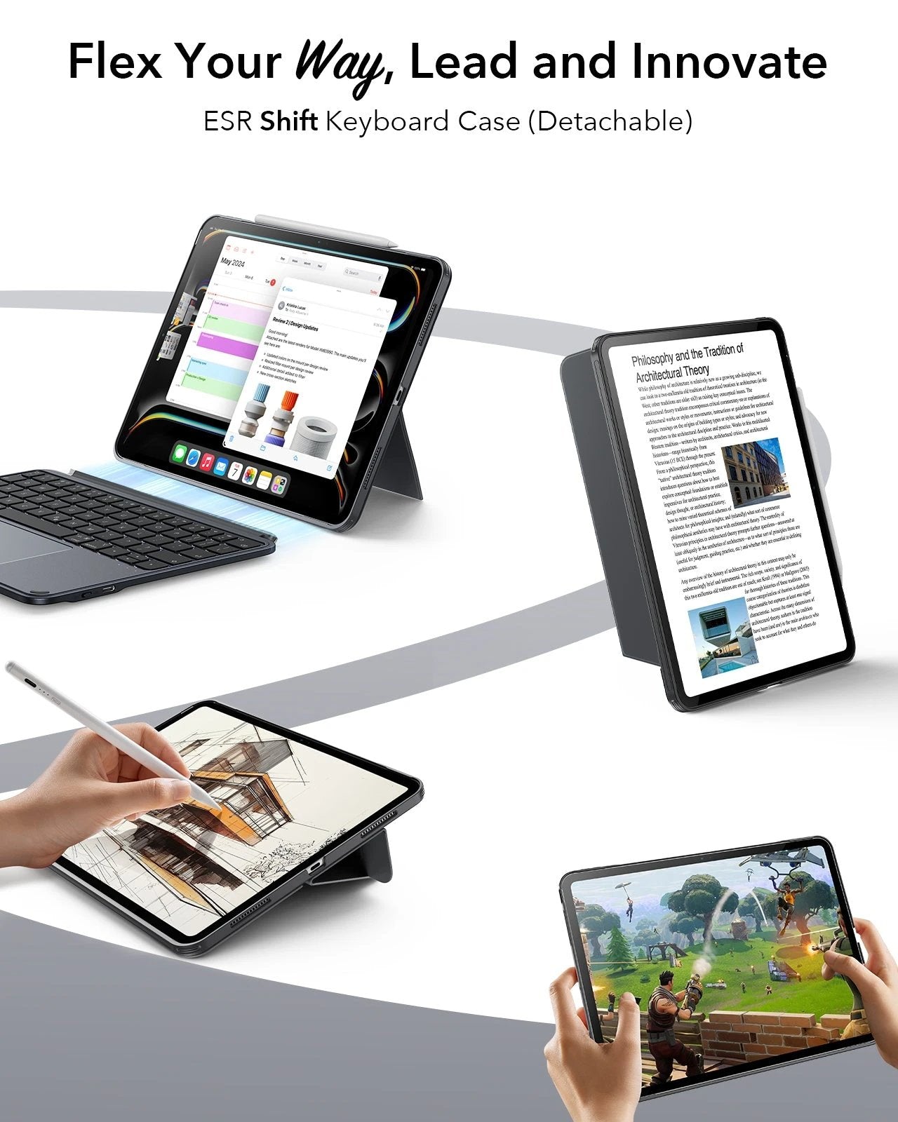 iPad Air 10.9" (5th/4th Gen) Shift Keyboard Case (Detachable) -US Layout-Dark Gray ESR ESR